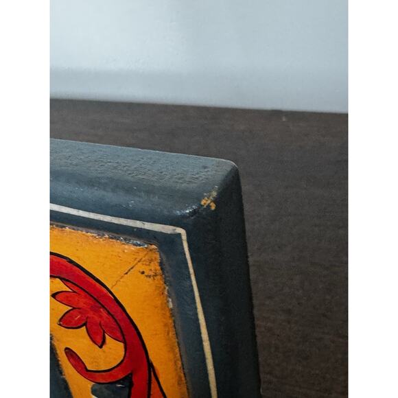 Pier 1 Imports Wooden Picture Frame Square Folk Art Boho Colorful Distressed - Picture 10 of 12